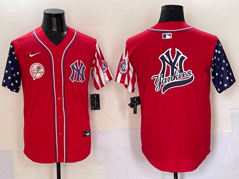 Men New York Yankees Blank Red a generation of national flags Jointly Name 2025 Nike MLB Jersey style 20